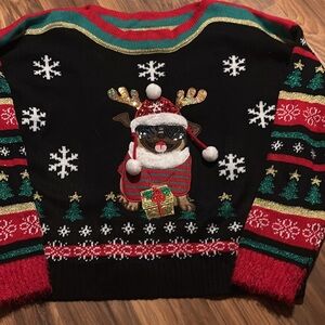 Blizzard Bay Festive Black Ugly Christmas Sweater with Pug Design